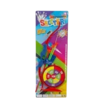 Colorful archery toy set in blister packaging with a blue bow, suction cup arrows, quiver, and round target board.