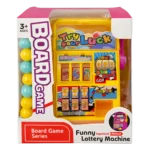 Funny Lottery Machine board game toy with colorful slot machine design and numbered balls in retail packaging labeled “Board Game Series”.