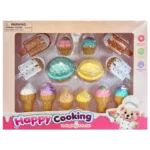 Happy Cooking toy set with ice creams, cupcakes, and popsicles in retail box