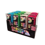 Retail display box filled with assorted colorful coil spring toys in rainbow colors