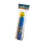 Foam water pump toy with frog-shaped handle in plastic packaging